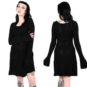 NWT Foxblood "Penelope" Black Long Sleeve Sweater Mini Dress XS